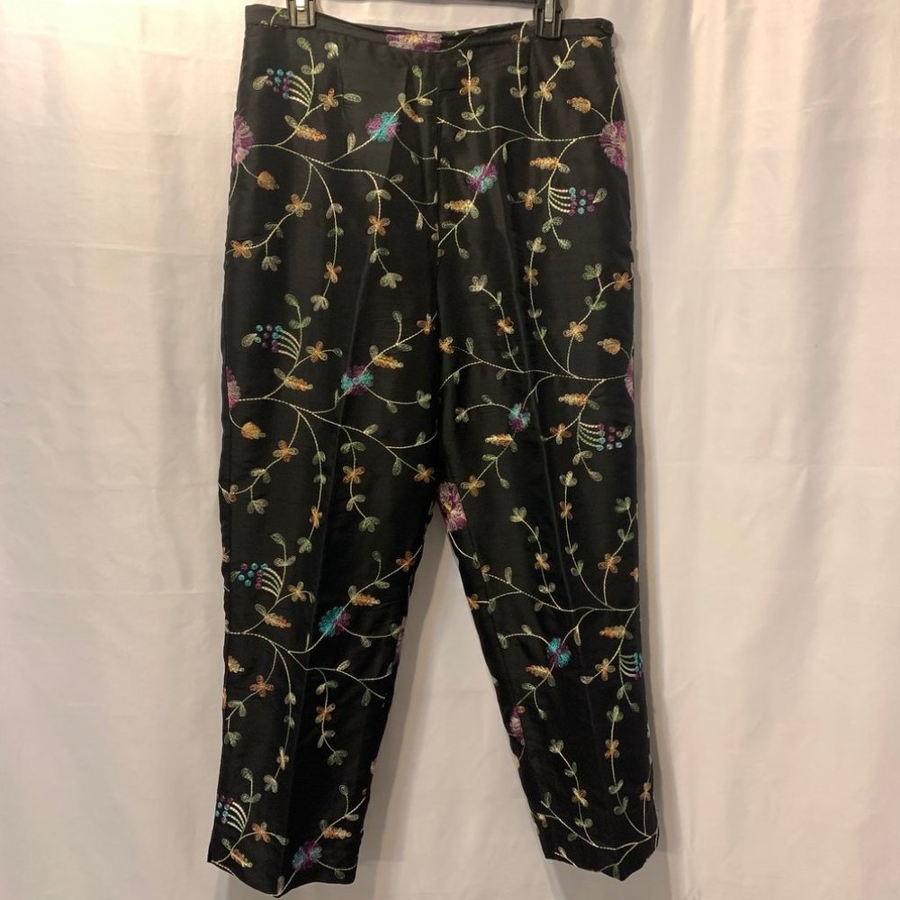 Vintage | Anne Carson | Embroidered Silk Pants